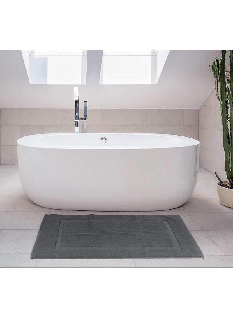 Amber Home Cotton Banded Bath Mat, Floor Mat for Bathroom, Kitchen Mat, Highly Absorbent Machine Washable 50x80 cm Bath Rug, Bathroom Mat Water Absorbent Foot Towel for Home Kitchen and Bathroom Pack of 2 - Image 2