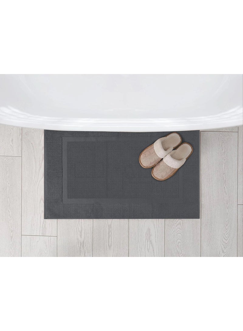 Amber Home Cotton Banded Bath Mat, Floor Mat for Bathroom, Kitchen Mat, Highly Absorbent Machine Washable 50x80 cm Bath Rug, Bathroom Mat Water Absorbent Foot Towel for Home Kitchen and Bathroom Pack of 2 - Image 4