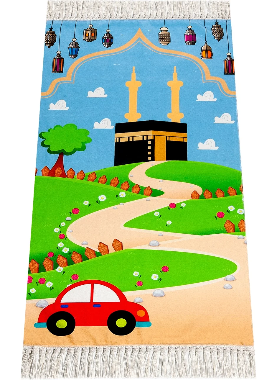 İhvan Online Digital Printed Children's Prayer Rug - With Trim and Trolley - 44 x 78 cm