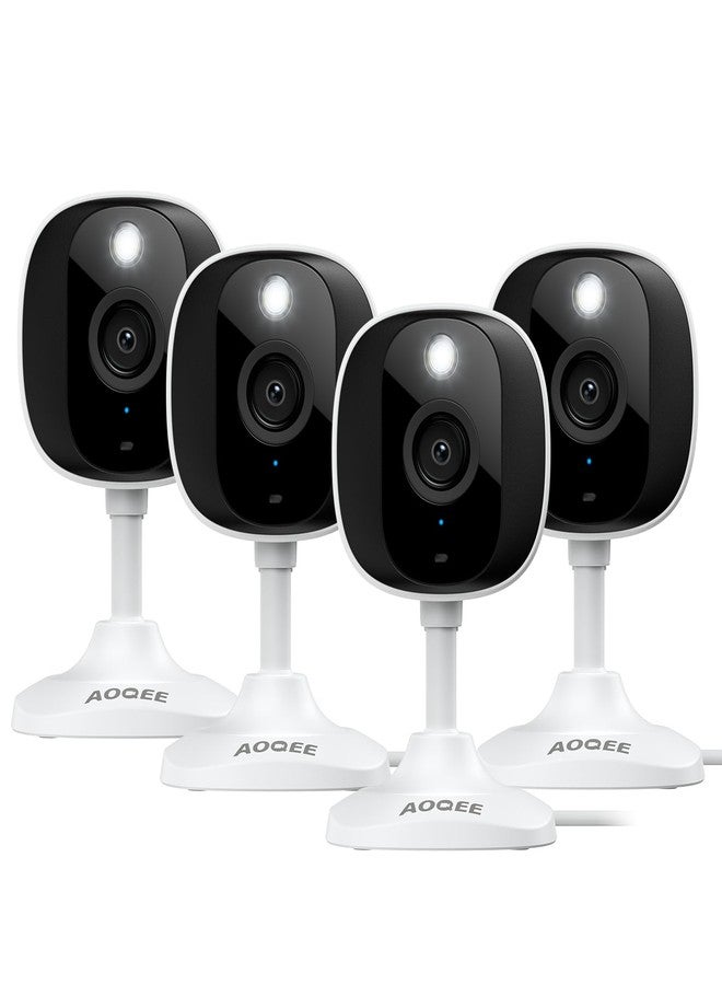 AOQEE 2K Home Security Cameras- Outdoor/Indoor Cameras for Baby/Nanny/Dog, 2.4Ghz WiFi Camera with 2-Way Talk, 24/7 SD Recordings, Color Night Vision, Siren, Works with Alexa/Google Home, C1-White-4P - Image 1