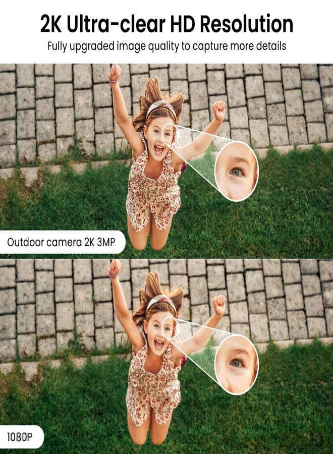 AOQEE 2K Home Security Cameras- Outdoor/Indoor Cameras for Baby/Nanny/Dog, 2.4Ghz WiFi Camera with 2-Way Talk, 24/7 SD Recordings, Color Night Vision, Siren, Works with Alexa/Google Home, C1-White-4P - Image 3