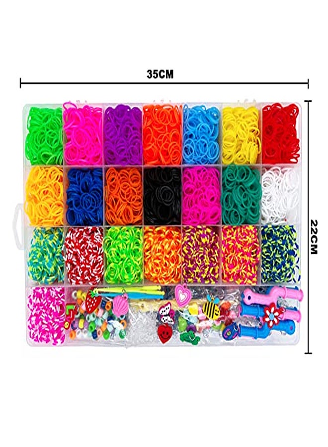 6800 Loom Bands Kit with Loom Board, Kids Girls Elastic Bracelet Making Set for Starters with Hooks, Charms& Box  - Image 2