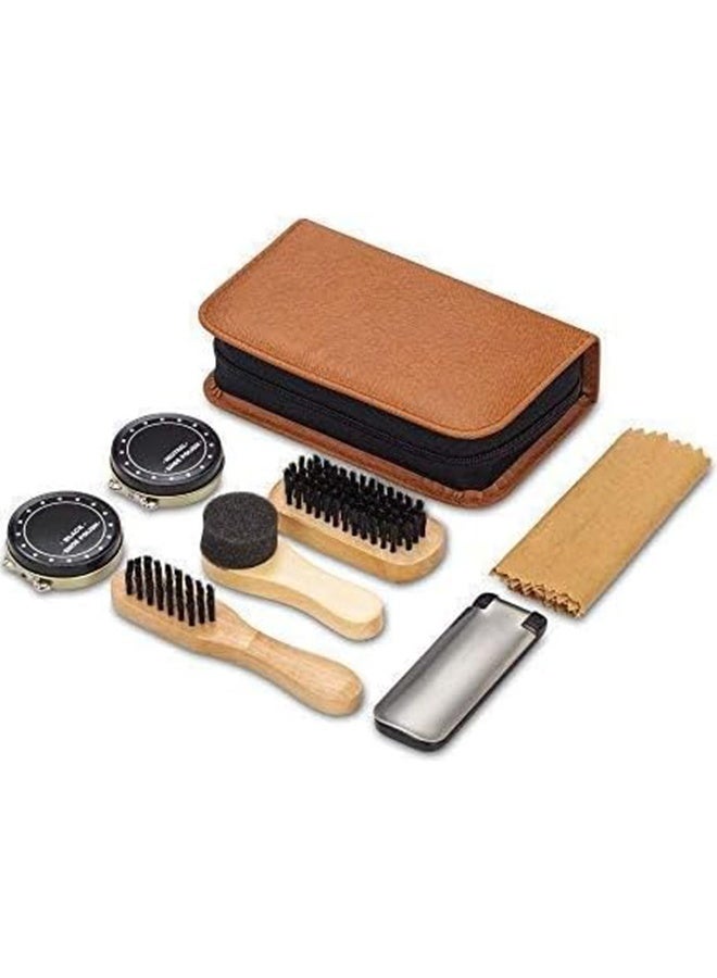 Sweet Life Shoe Shine Kit with PU Leather Sleek Elegant Case, 7-Piece Travel Shoe Shine Brush kit - Image 4
