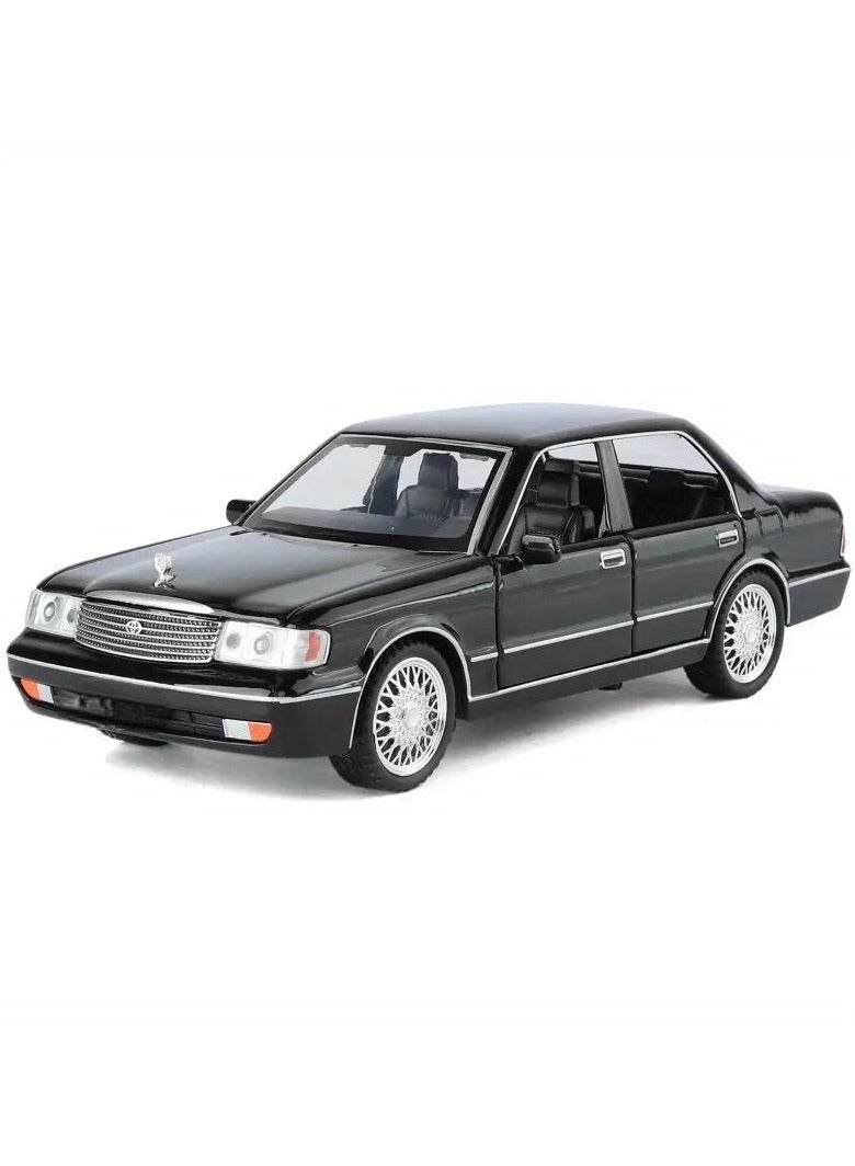 Toyota Crown model car, 1:32 scale, black color, with openable doors, hood and trunk, simulating the real car in its exterior details and interior decoration, a beautiful looking car from the old car models, useful for playing or decorating the room or office or placing it as a decoration on the shelves of the council or for lovers and enthusiasts of collecting cars or amateur artists in the manufacture of old models and old popular heritage houses or for professional photographers for advertisements or backgrounds or adding it inside a masterpiece model of an artwork or a gift for a loved one, for parents or children or a gift for someone who used to drive the same car and now owns it - Image 3