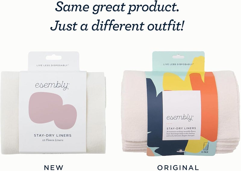 Esembly Cloth Diaper Stay-Dry Fleece Diaper Liner, Moisture-Wicking, Keeps Baby Dry, Prevents Staining, Protects Diaper, Easier to Clean, Washable, Reusable, Super-Soft, 12-Pack, One Size - Image 2