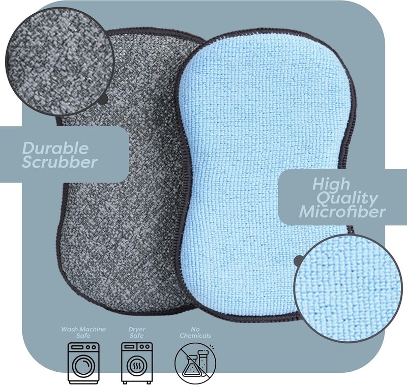 SCRUBIT Multi-Purpose Scrub Sponges for Kitchen by Scrub- it - Non-Scratch Microfiber Sponge Along with Heavy Duty Scouring Power - Effortless Cleaning of Dishes, Pots and Pans All at Once(6 Pack, Large) - Image 4