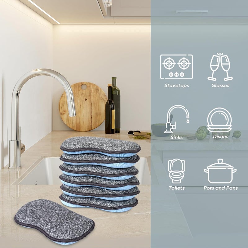 SCRUBIT Multi-Purpose Scrub Sponges for Kitchen by Scrub- it - Non-Scratch Microfiber Sponge Along with Heavy Duty Scouring Power - Effortless Cleaning of Dishes, Pots and Pans All at Once(6 Pack, Large) - Image 3