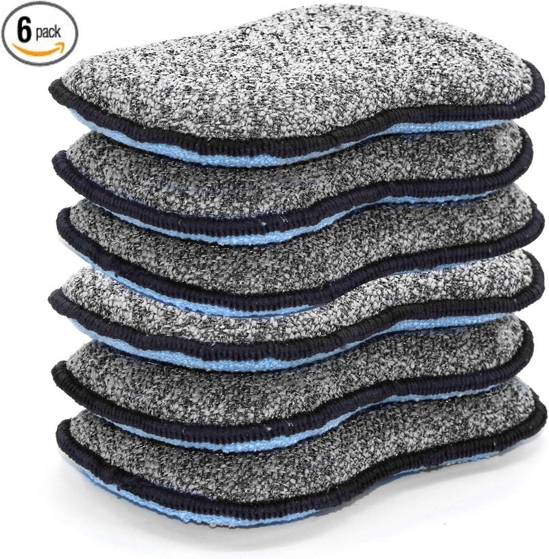 SCRUBIT Multi-Purpose Scrub Sponges for Kitchen by Scrub- it - Non-Scratch Microfiber Sponge Along with Heavy Duty Scouring Power - Effortless Cleaning of Dishes, Pots and Pans All at Once(6 Pack, Large) - Image 2
