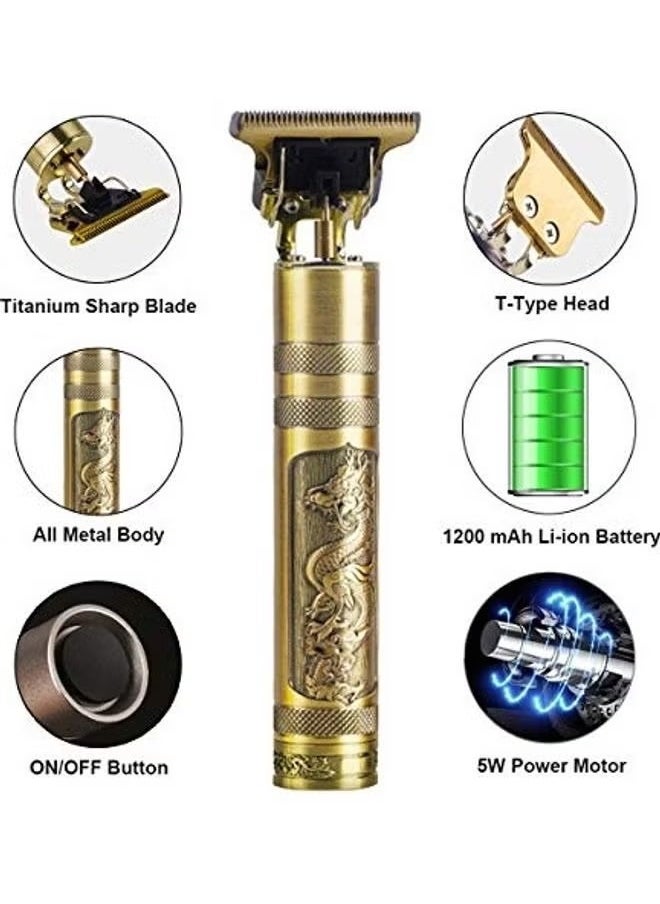 Professional Rechargeable Electric Hair Trimmer Set For Men Golden/Black