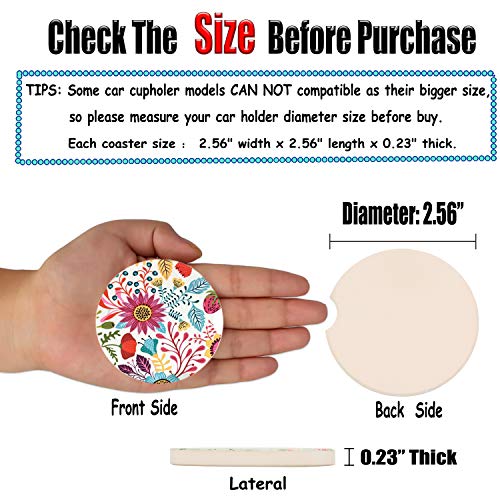 LogHog Sunflower Small 2.56" Absorbent Auto Coasters 2 Pack, Ceramic Car Accessories, Absorb Spills to Keep Cupholders Clean - Image 5