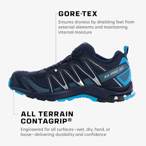 Salomon Men’s XA PRO 3D Gore-Tex Waterproof Trail Running Shoes - Navy Blazer/Hawaiian Ocean/Dawn Blue - 7 - Image 4