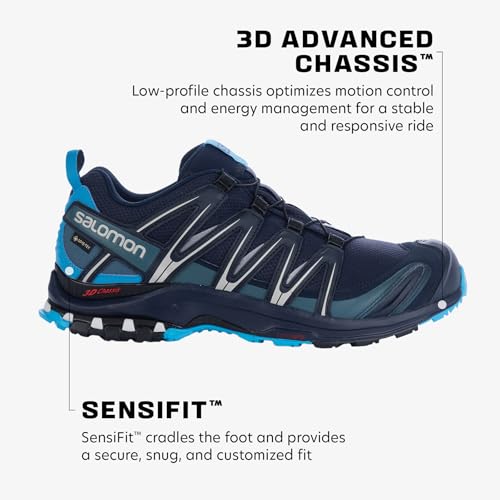 Salomon Men’s XA PRO 3D Gore-Tex Waterproof Trail Running Shoes - Navy Blazer/Hawaiian Ocean/Dawn Blue - 7 - Image 3