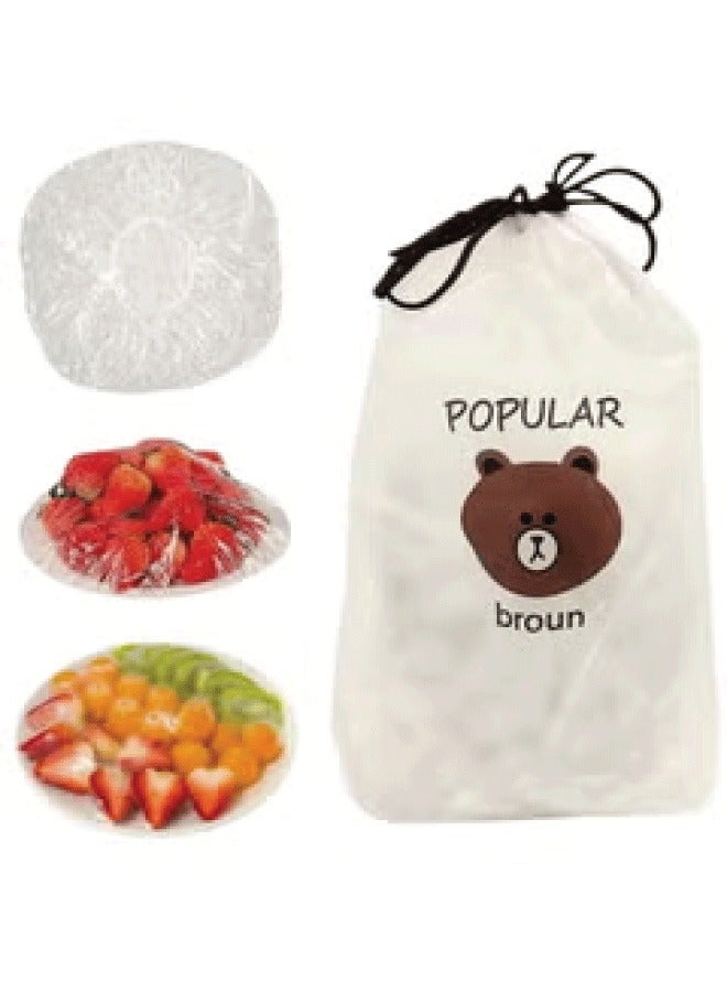 100pcs Fresh Keeping Food Bags, Reusable Flexible Plastic Lids for Food Storage - Image 1