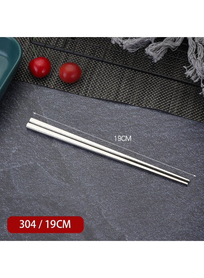 Source Manufacturers 304 Stainless Steel Household All-square Chopsticks Restaurant Non-slip High Temperature Public Chopsticks Can Print Logo-Specifications: 19cm-light Body  - Image 1