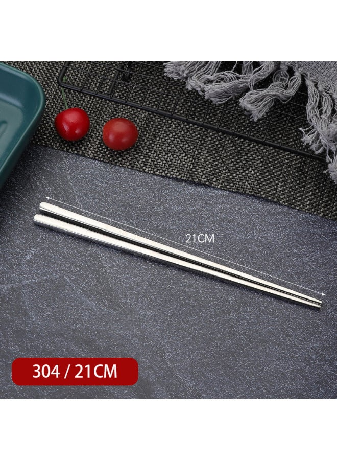 Source Manufacturers 304 Stainless Steel Household All-square Chopsticks Restaurant Non-slip High Temperature Public Chopsticks Can Print Logo-Specifications: 19cm-light Body  - Image 3