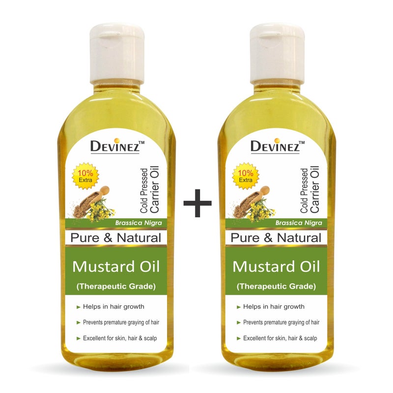 Devinez Mustard Oil, 110ml x 2-100% Pure, Natural, Undiluted, Therapeutic Grade Coldpressed Oil For Hair & Skin Care - Image 1