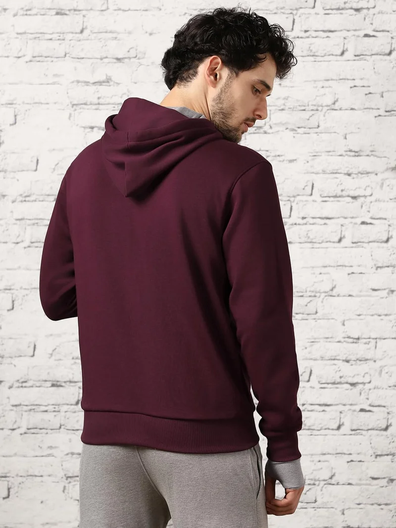NOBERO  Maroon Hooded Sweatshirt for Men for Men | Best Price UAE