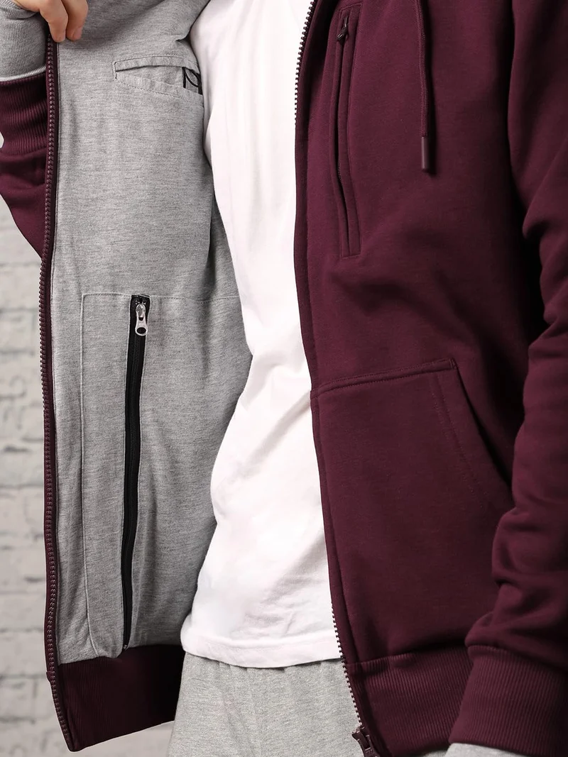 NOBERO  Maroon Hooded Sweatshirt for Men for Men | Best Price UAE
