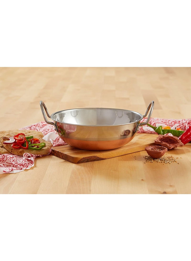 BLACKSTONE Copper Base Stainless Steel Kadai with Handles 25Cm  - Image 2