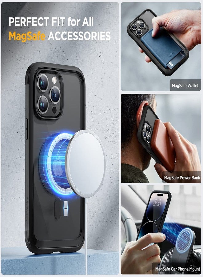 Miracase Compatible with iPhone 14 Pro Case [Compatible with MagSafe], 2022 Upgrade Full Body Rubber Bumper with 2 Camera Lens Protectors, Transparent Back, Black - Image 2