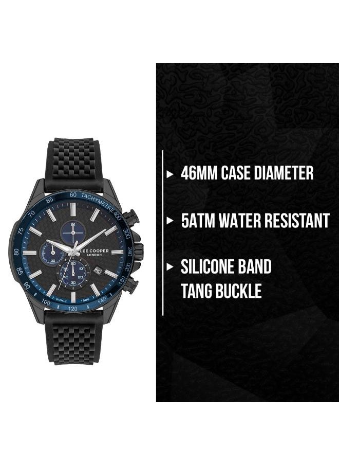 Lee Cooper LC07341.651 Men's Multi Function Display Watch & Silicone Strap Black
