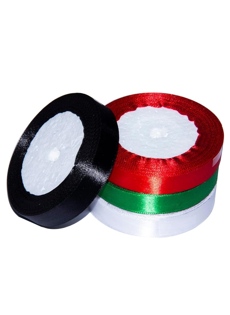 spa luxetique UAE Flag Colour Four Color Beautiful Solid Ribbon Roll For UAE National Day 15mm X 25 Yards 4 Pcs set  - Image 2