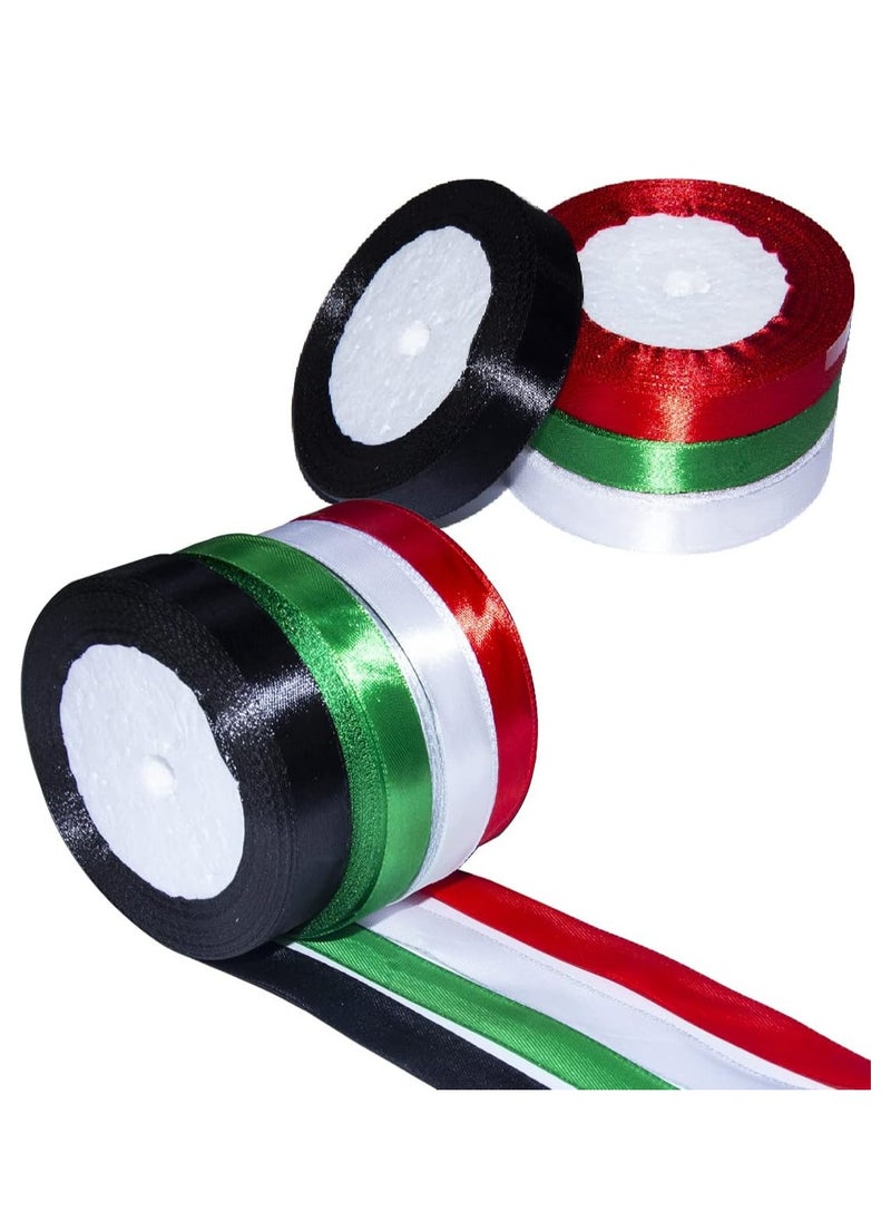 spa luxetique UAE Flag Colour Four Color Beautiful Solid Ribbon Roll For UAE National Day 15mm X 25 Yards 4 Pcs set  - Image 4