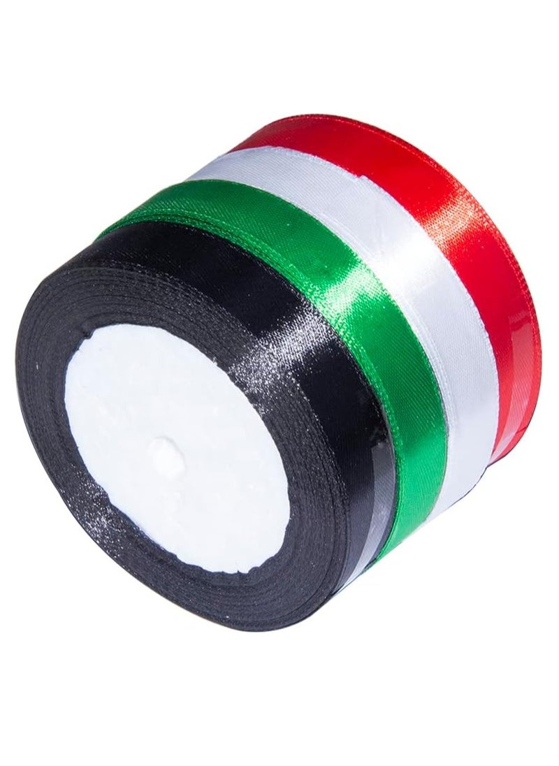 spa luxetique UAE Flag Colour Four Color Beautiful Solid Ribbon Roll For UAE National Day 15mm X 25 Yards 4 Pcs set  - Image 5