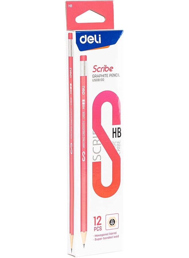 ديلي مجموعة أدوات الرسم قلم رصاص خشبي من الجرافيت مع طرف ممحاة مكونة من 12 قطعة - Image 3