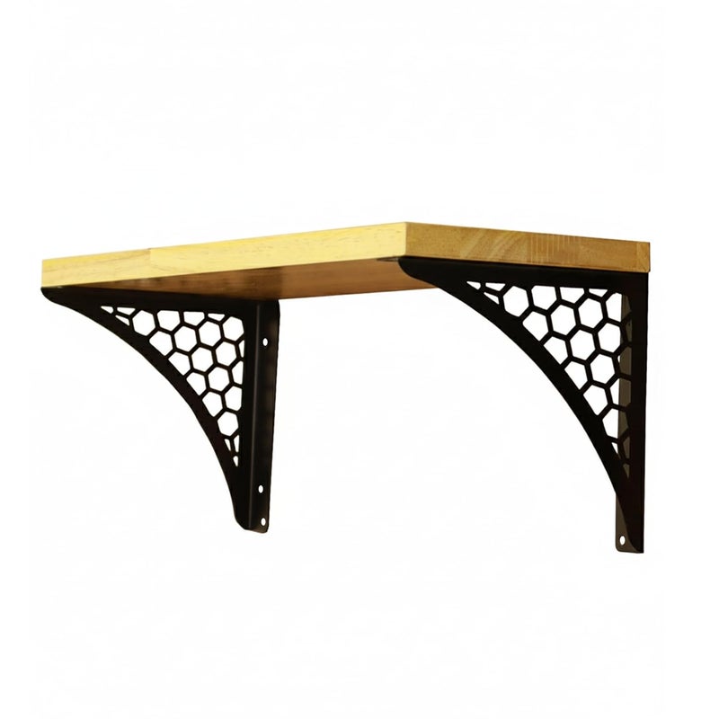 Spillbox Wooden Pooja Home Temple|White Metal Shelf |Wall Mountable|Easy Screw Assembly|Home Temple for Puja Room |Pooja Stand | Mandir-Hexagon (Small Black) - Image 3