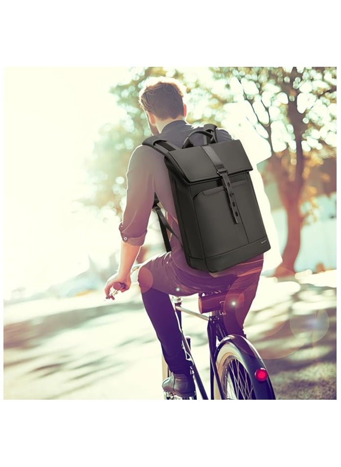 BANGE - Travel Backpack,Smart Business Backpacks, Mens Fashion Rolltop Backpack Fits for 15.6 Inch Laptop, Black, Medium, Style - Image 1