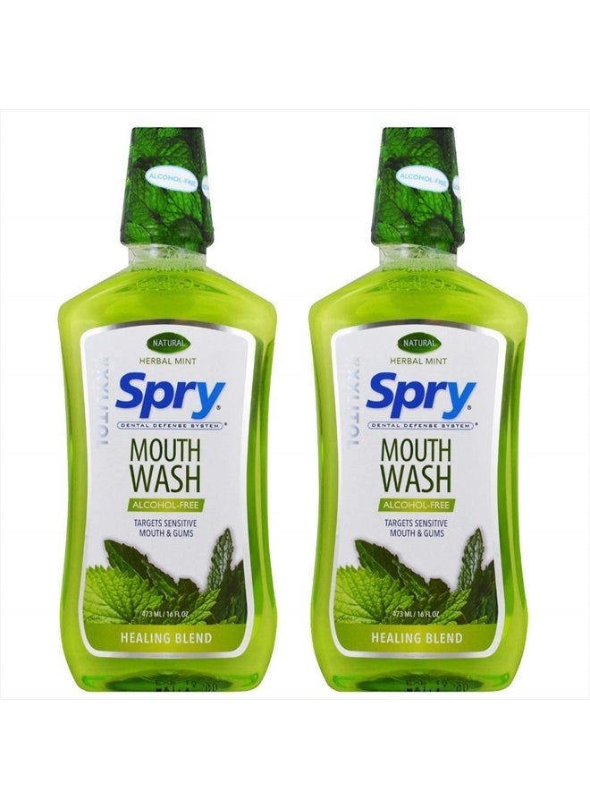 Spry Xylitol Oral Rinse, Herbal Mint - 16 fl oz (Pack of 2) 