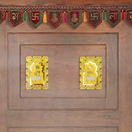 ProKart MDF Lotus & Beads Shubh Labh for Door Entrance | Swastik Lotus hangings for Puja Return Gifts | Decorative Hangings for Navratri & Diwali Décor (Lotus D2-2pc) - Image 5