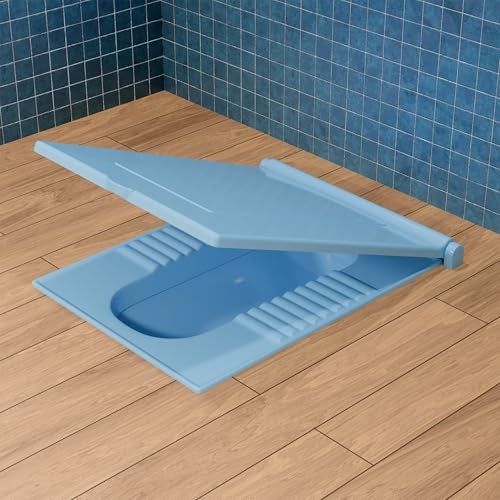 TAXAN POLYMERS Taxan Indian Toilet Seat Cover for Square Commode (21 Inch Orissa Pan) | Hard Plastic PP | Non Soft Close | Blue Bathroom Toilet Lid with Easy Installation Kit | 56 x 42 cm - Image 1