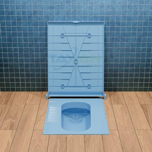 TAXAN POLYMERS Taxan Indian Toilet Seat Cover for Square Commode (21 Inch Orissa Pan) | Hard Plastic PP | Non Soft Close | Blue Bathroom Toilet Lid with Easy Installation Kit | 56 x 42 cm - Image 4