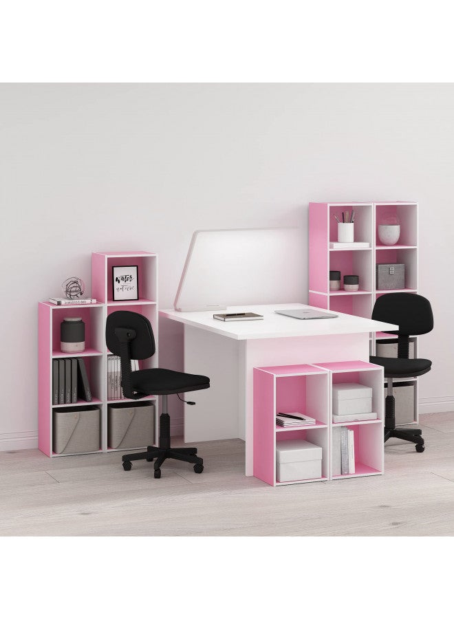 Furinno Luder Bookcase / Book / Storage, 5-Tier Cube, Pink/White - Image 5