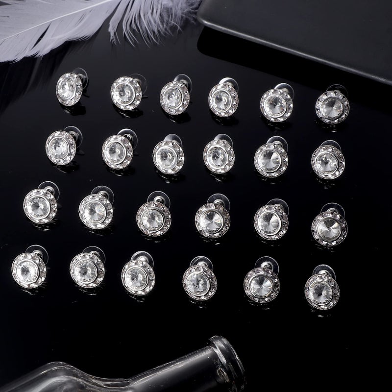 BESTEEL Rhinestone Earrings Round Shaped Acrylic Stone Inside Crystal Halo Stud Earrings for Dance Competitions Stage Opera Performance Wedding Party Earrings Jewelry 15mmï¼ˆwhite 12Pairs) - Image 5