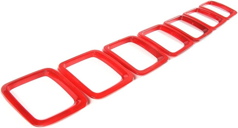 Acdeyaca Front Grille Grill Inserts Trim Frame Accessories for Jeep Compass 2017-2021 - Glossy Red - Image 1
