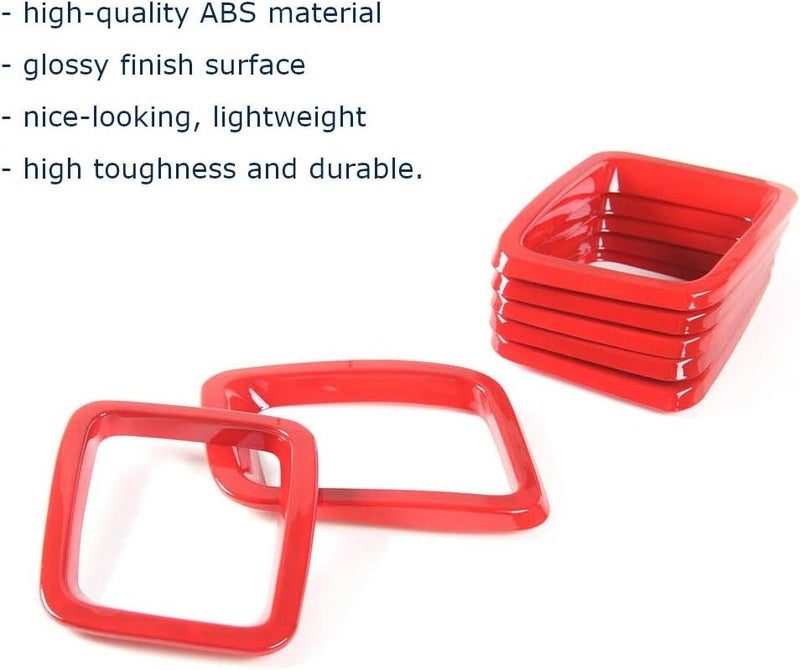 Acdeyaca Front Grille Grill Inserts Trim Frame Accessories for Jeep Compass 2017-2021 - Glossy Red - Image 3