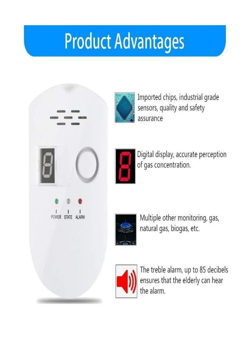 Arabest Natural Gas Detector Plug-in Digital Gas Leak Detector LPG Coal Natural Gas Leak Detector Alarm Monitor for Home - Image 3