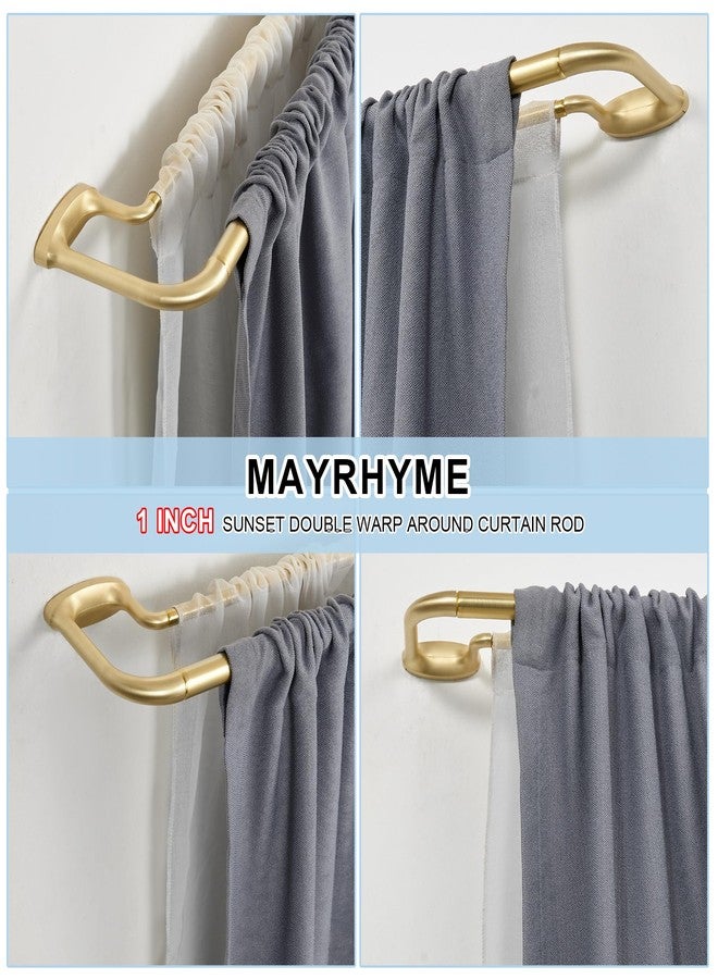 Mayrhyme قضبان ستائر مزدوجة من النحاس الأصفر من مايرهايم، قضيب ستارة ملتف للنوافذ بطول 28-165 بوصة، وصلة داخلية 1 بوصة من الأمام و5/8 بوصة من الخلف، قضيب ستارة قابل للتعديل لتعتيم الغرفة مع نهايات وأقواس من الألومنيوم. - Image 2