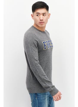Celio Men Crew Neck Long Sleeve Embroidered Sweatshirts, Grey Combo  - Image 2