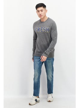 Celio Men Crew Neck Long Sleeve Embroidered Sweatshirts, Grey Combo  - Image 4