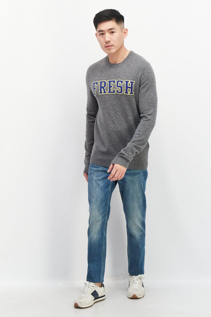 Celio Men Crew Neck Long Sleeve Embroidered Sweatshirts, Grey Combo - Image 4