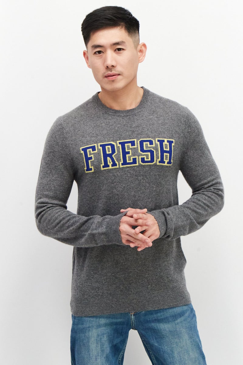 Celio Men Crew Neck Long Sleeve Embroidered Sweatshirts, Grey Combo - Image 1