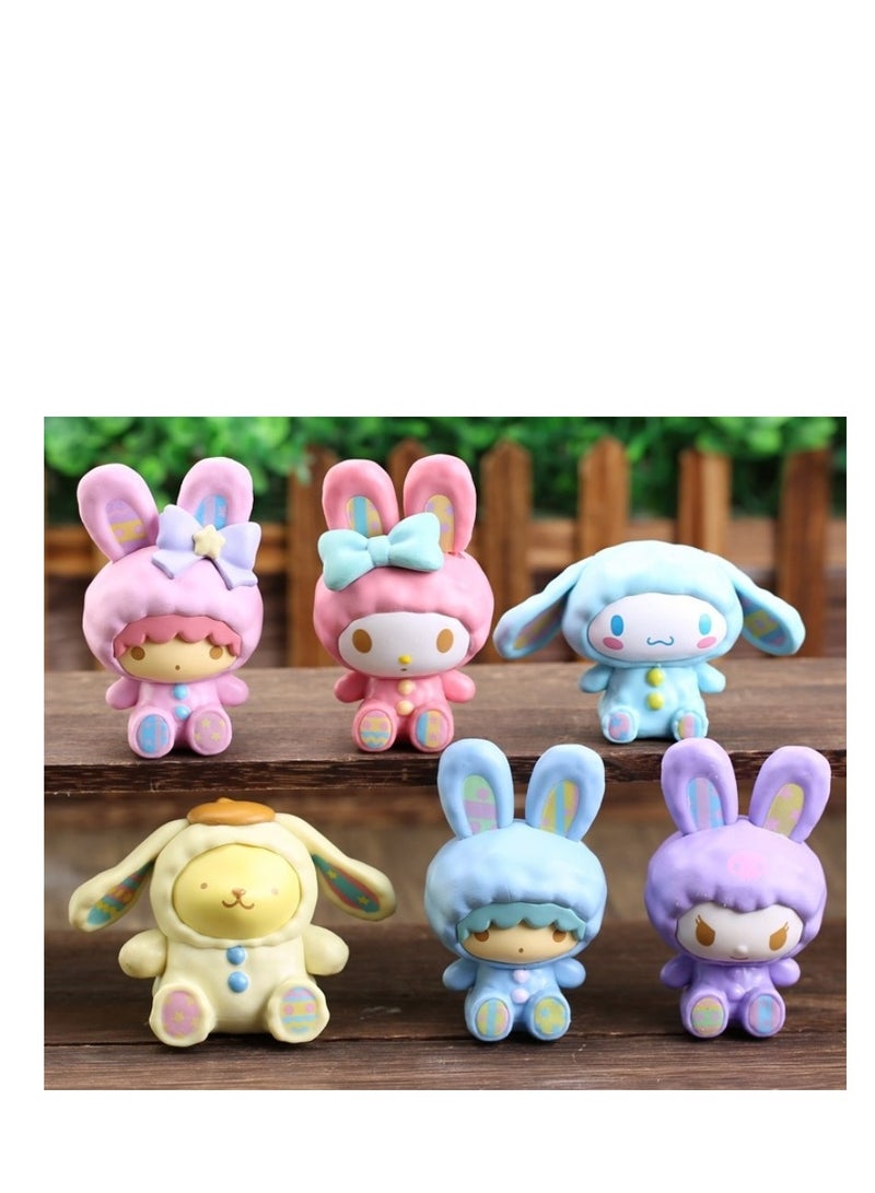 Y&D 6 Pack Kawaii Sanrio Figure My Melody  kuromi Figure Birthday Party Supplies, Cinnamon Cupcake Toppers, Cute Mini Figure Toys  Birthday Party Favor For Kids Fans Collection Bouquet Desk Decor - Image 1