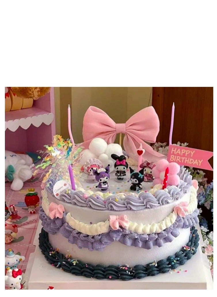 Y&D 6 Pack Kawaii Sanrio Figure My Melody  kuromi Figure Birthday Party Supplies, Cinnamon Cupcake Toppers, Cute Mini Figure Toys  Birthday Party Favor For Kids Fans Collection Bouquet Desk Decor - Image 2