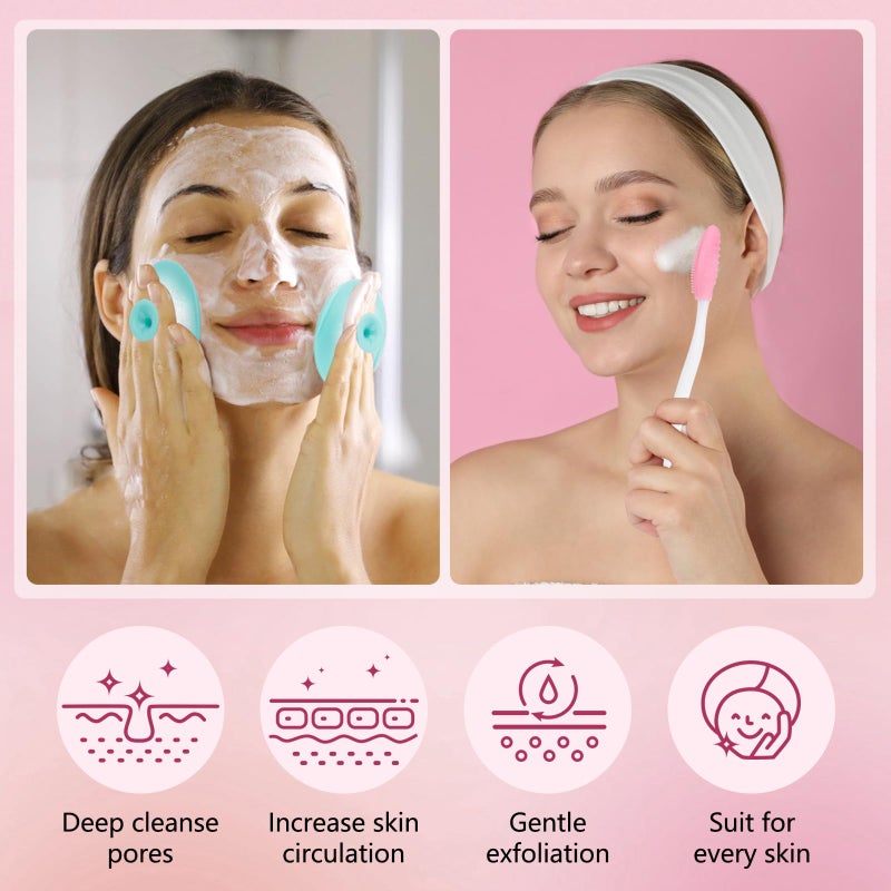 Yokilly Silicone Face Scrubber, 3pcs Exfoliating Lip Brush, 3pcs Cleansing Brush,1pcs Face Mask Brush Exfoliator Blackhead Skin Care Tool - Image 2