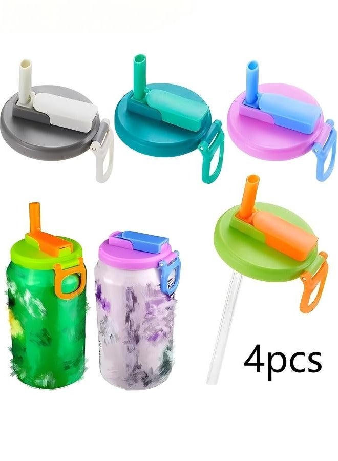 4-Pack Reusable Soda Can Lids with Silicone Straws – BPA-Free Colorful Can Covers – Fits Standard Cans for Soda, Juice, Beer – Leakproof and Dishwasher Safe - Image 1