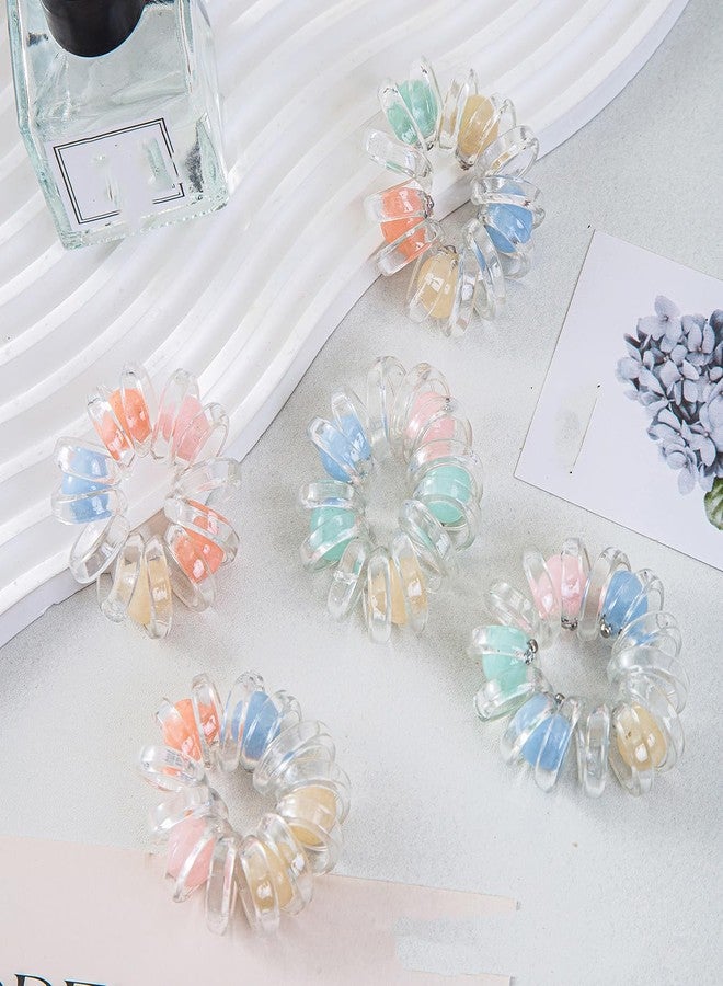 DORMITORRY Pearl Transparent Telephone Line Hair Bands, Fashionable Beaded Rubber Band Ponytail Hair Rope Leather Cover Hair Rope For Women, Elastic Ponytail Bracelet, 2 Pcs - Multi Design. - Image 4